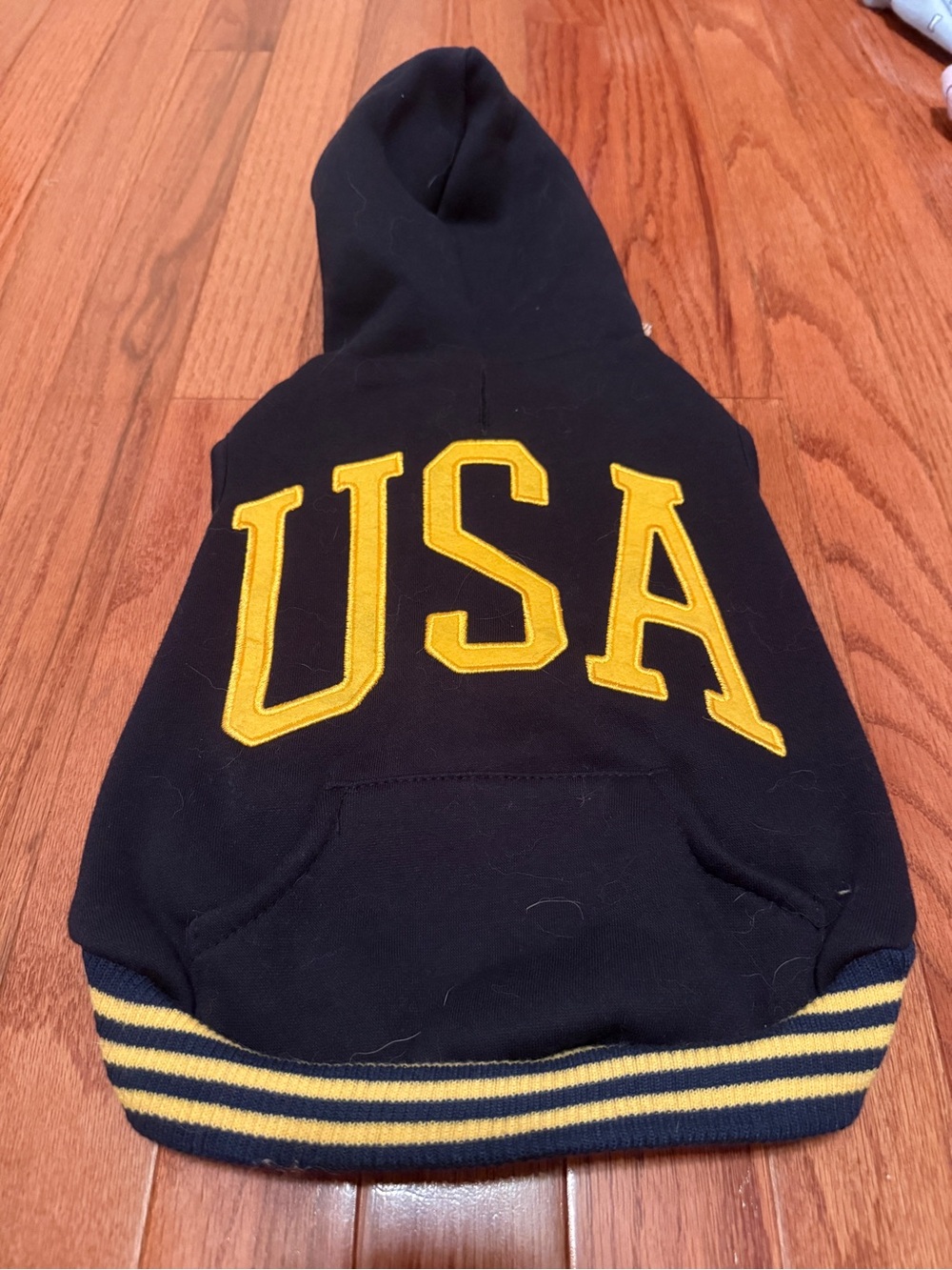 Pet Navy Hoodie with Yellow USA Appliqué